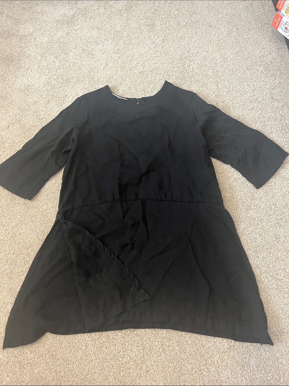 Bryn Walker Black 3/4 Sleeve Tencel Tunic Top, Small
